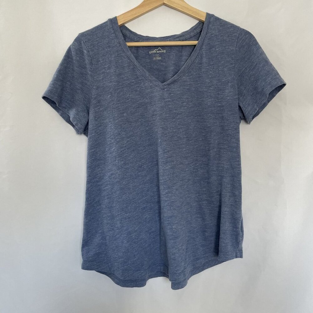 Eddie Bauer blue short sleeved v-neck‎ t-shirt cotton modal women's size large